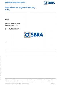 Qualitätssicherungsvereinbarung der OSBRA - Formteile GmbH